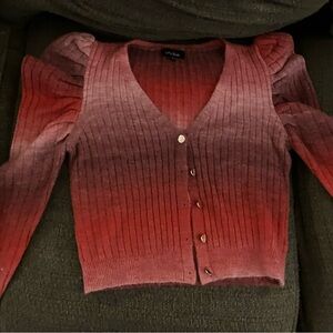 Lea & Viola Ombre Red and Purple Cardigan Leather and Violet